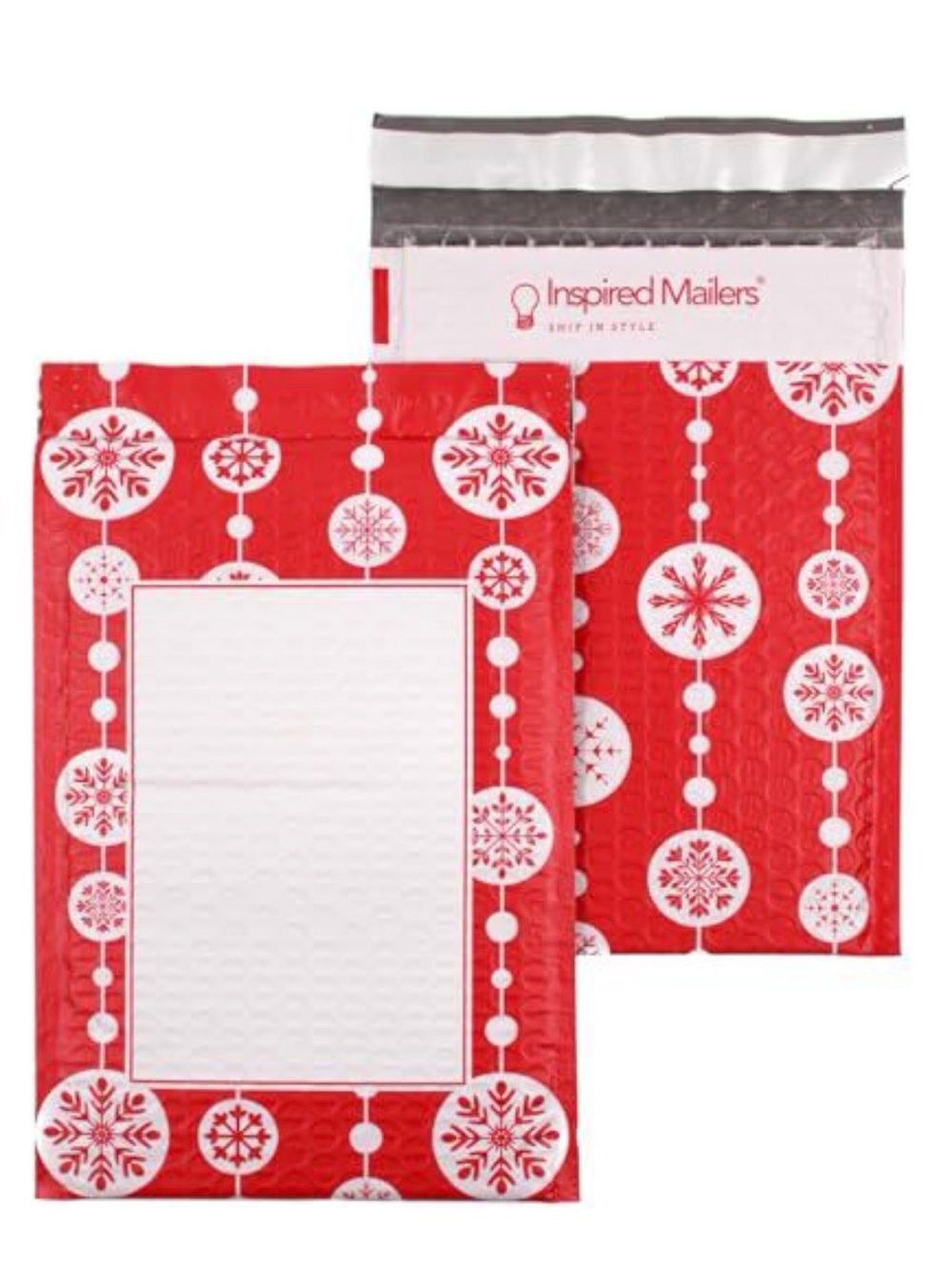 Red Snowflake Holiday Bubble Mailers6*9, Pack of 10